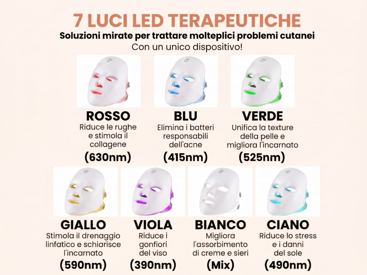 Maschera LED per il viso 7 colori